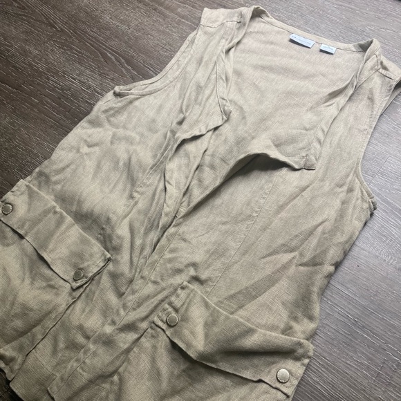 Liz Claiborne Tan Linen Vest Size Medium - Picture 2 of 4